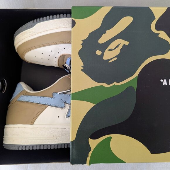 A Bathing Ape Bape Sta Low #4 Beige Sky Blue Men's Size 12 with Box - Picture 9 of 10